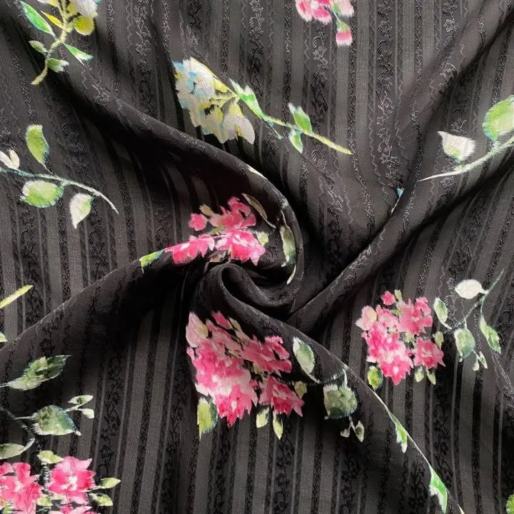 Stripe Dubh Jacquard Silk Satin